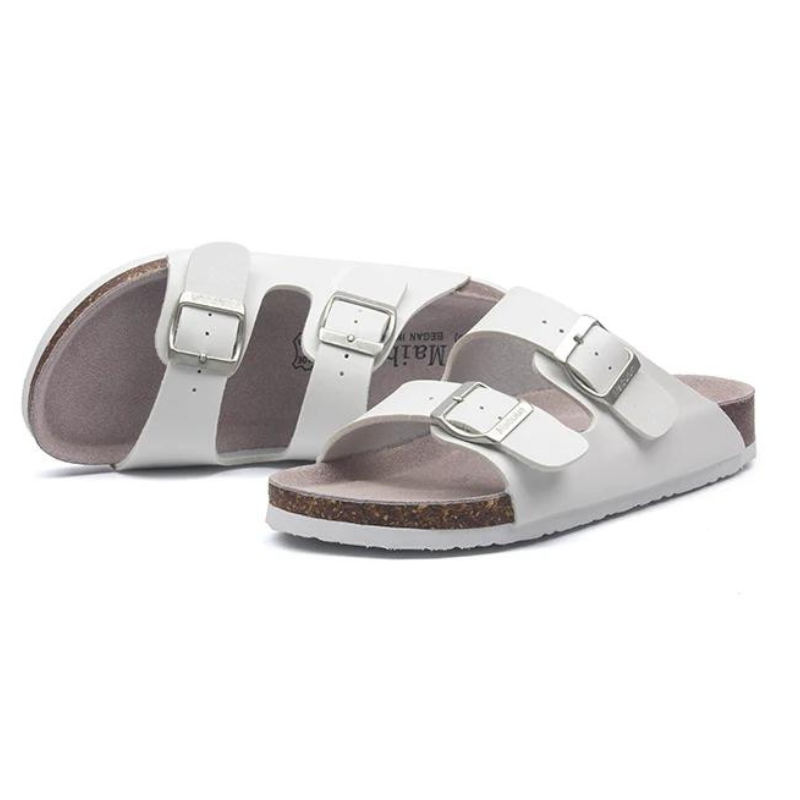 Sandalia Birken Maibulun de piel - Blanco