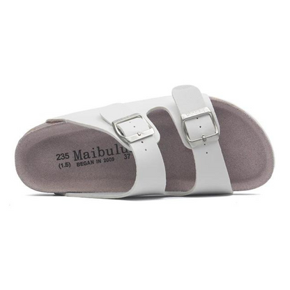 Sandalia Birken Maibulun de piel - Blanco